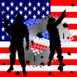 Soldatensilhouetten  vor amerikanischer Flagge