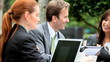 Professional Business Team Working Outdoors Professional Business Team Working Outdoors