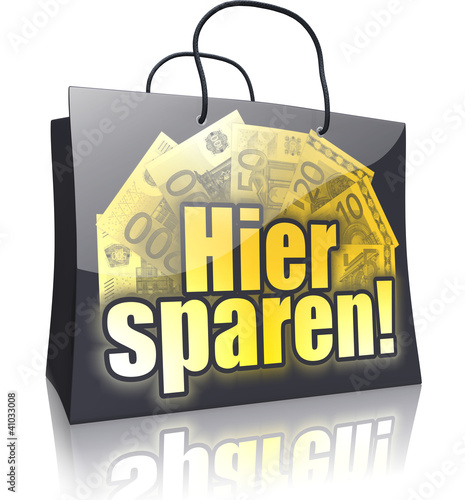 Illustration: Black Line Shopping Bag: Hier sparen! Gold Black Line Shopping Bag: Hier sparen! Gold