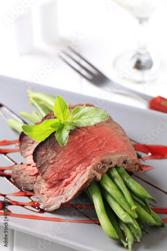 Photo: Roast beef and string beans Roast beef and string beans