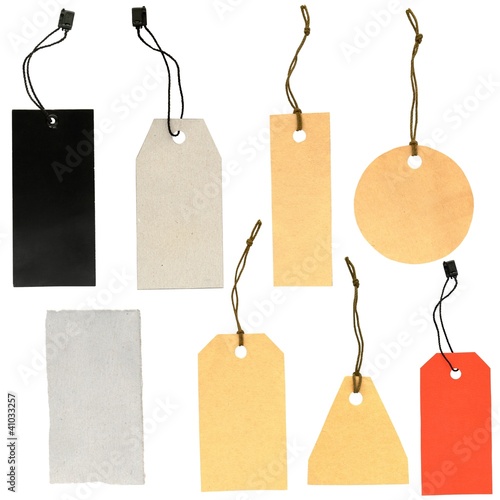 Photo: set of labels of various shapes on a white background set of labels of various shapes on a white background