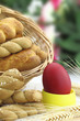 Butter shortbread biscuits and Easter egg on the table