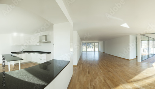 Photo: new apartment panoramic interior, empty room new apartment panoramic interior, empty room