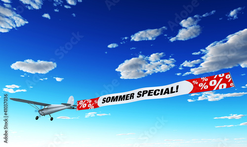 Illustration: Flugzeug Werbung - Sommer Special! Flugzeug Werbung - Sommer Special!