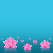 Pink Lily Flower in Still Blue Water Pink Lily Flower in Still Blue Water
