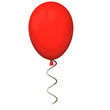 Red balloon 3d with silver ribbon Red balloon 3d with silver ribbon
