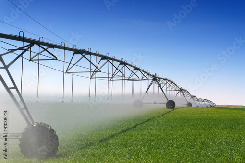 Photo: Crop Irrigation using the center pivot sprinkler system Crop Irrigation using the center pivot sprinkler system
