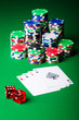 Many cards and casino chips