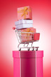 Christmas shopping concept with shopping cart
