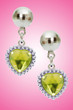 Silver earrings isolated on the white background