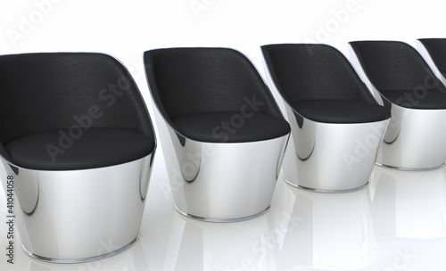 Illustration: Clubchairs in a row - silver black Clubchairs in a row - silver black