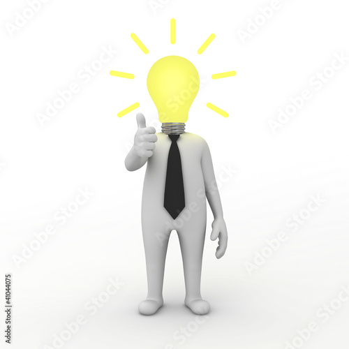 Illustration: 3d businessman with idea lightbulb 3d businessman with idea lightbulb