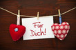 2 Stoffherzen mit Karte und Für Dich 2 Stoffherzen mit Karte und Für Dich