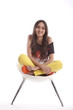 Photo en ligne au meilleur prix Full length of beautiful young girl holding laptop