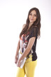 Photo en ligne au meilleur prix Full length of beautiful young girl holding laptop