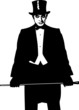 Fancy man wearing black clothers with walking-stick in his hands
