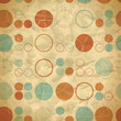 Vintage seamless pattern of colored circles and rings