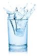 Splash from ice cube in a glass of water.