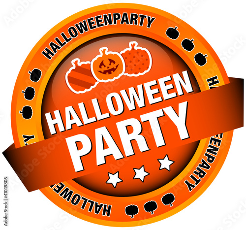 Vektor: Button Banner "Halloweenparty" orange Button Banner "Halloweenparty" orange