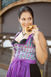 German girl wearing typical bavarian clothes