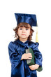Cute child girl in academician clothes  with book
