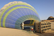 Pre-flight hot-air balloon inflation in the desert of Wadi Rum, Pre-flight hot-air balloon inflation in the desert of Wadi Rum,