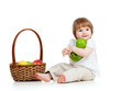 child with healthy food apples