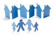 Photo: paper people and house shape cut connection chain paper people and house shape cut connection chain