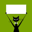 Funny cat with business card, place for your text