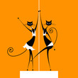 Graceful cats dancing, vector illustration for your design