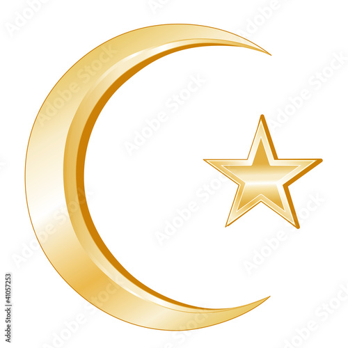 Vector: Islam Symbol, gold Crescent and Star, icons of Islamic faith Islam Symbol, gold Crescent and Star, icons of Islamic faith