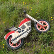 Vélo abandonné dans l'herbe