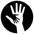 Caring hands icon, abstract vector illustration