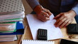 Angry man wrong calculations and ripping the paper