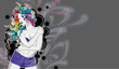 Young lady with rainbow colored hair