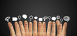 Happy group of finger smileys with peech bubbles Happy group of finger smileys with peech bubbles