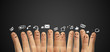 Happy group of finger smileys with speech bubbles Happy group of finger smileys with speech bubbles