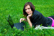 Young woman is working on laptop. Young woman is working on laptop.