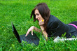 Young woman is working on laptop. Young woman is working on laptop.