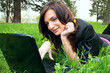Young woman is working on laptop. Young woman is working on laptop.