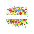 Gift card design with summer floral bouquet