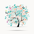 Gift card design with floral tree