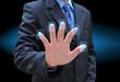 businessman hand pushing button on a touch screen interface