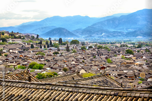Photo: Top view at the old town of Lijiang Top view at the old town of Lijiang