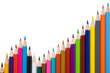 Business graph illustrating growth made up of colored pencils