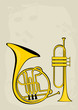 French horn, trumpet and notes