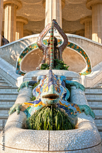 Photo: Park Guell in Barcelona, Spain. Park Guell in Barcelona, Spain.