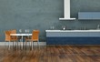 Wohndesign - Wohnküche blau
