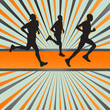 Silhouettes of runners vector background