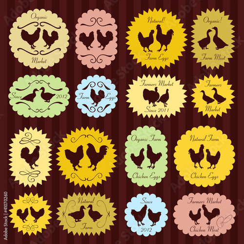 Vector: Vintage farm chicken, goose, duck and turkey egg labels vector Vintage farm chicken, goose, duck and turkey egg labels vector